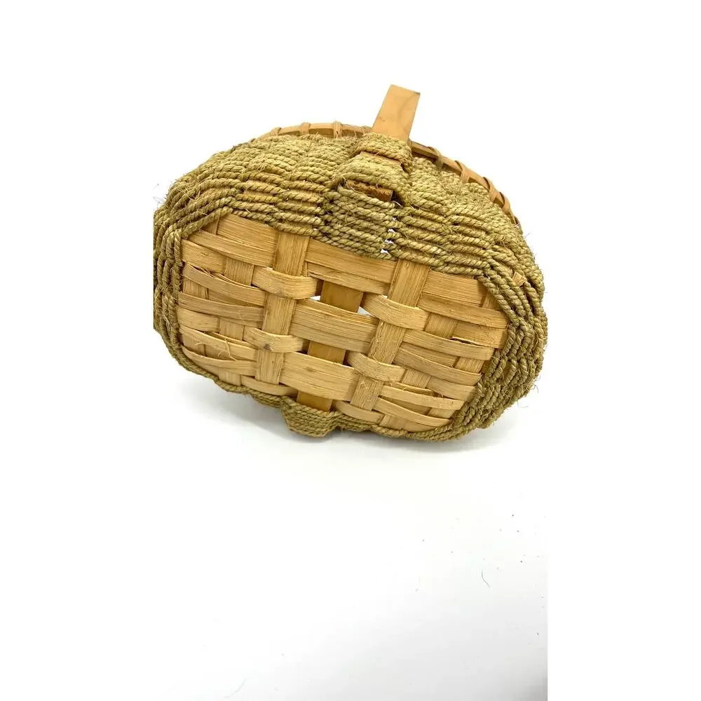 Hand Woven Handmade Wicker and Jute Basket with Handle Vintage